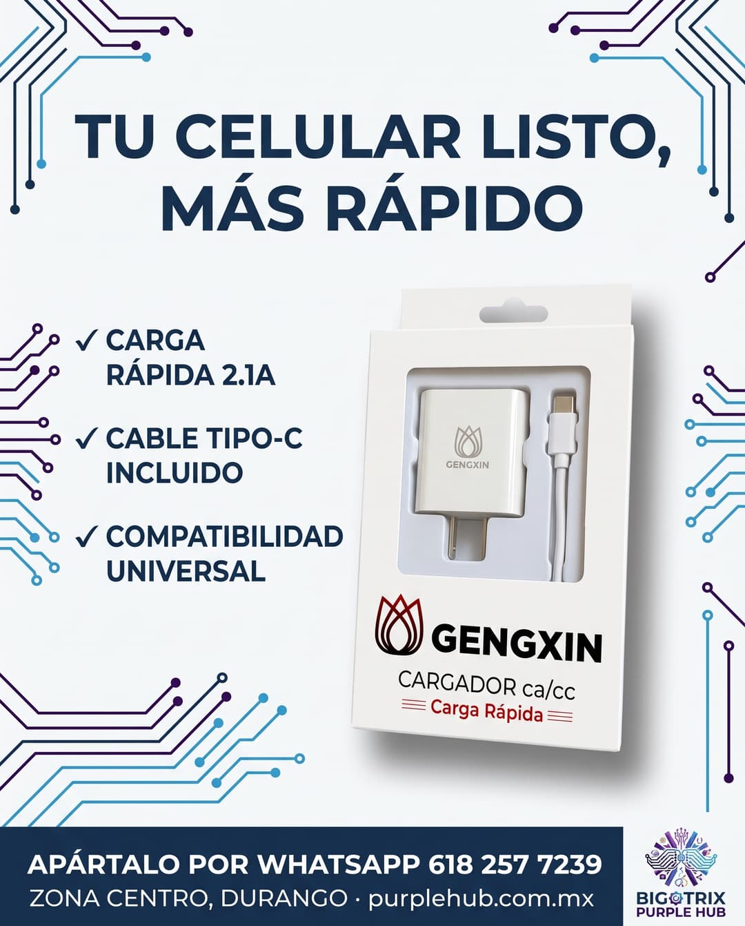 GENGXIN CARGADOR CARGA RÁPIDA USB 2.4A-02